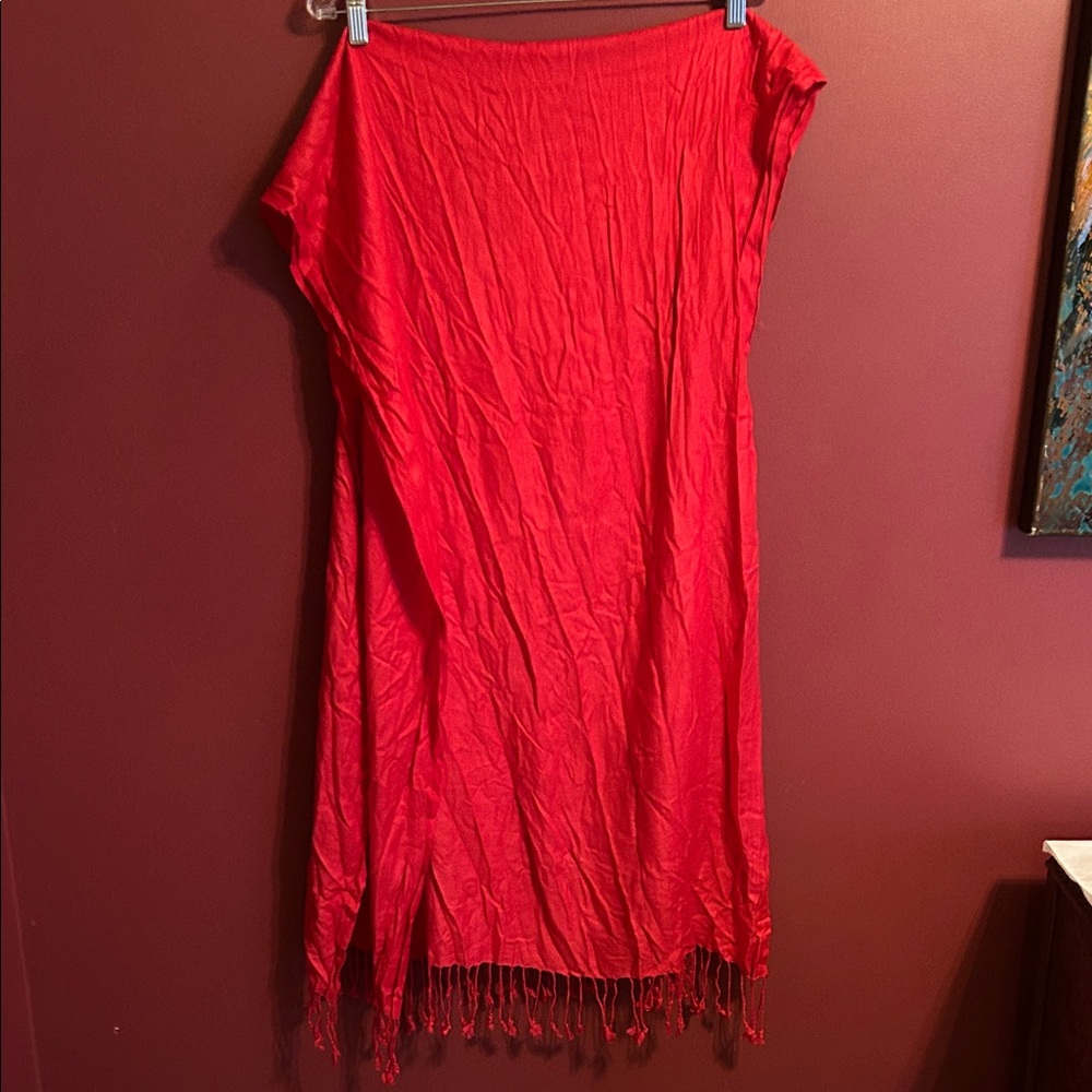 Elegant Red Fringe Scarf/Shawl